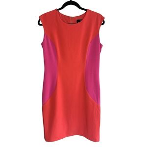 Ronni Nicole Dress Size 8 Pink Orange Colorblock‎ Sleeveless Sheath Mod Career